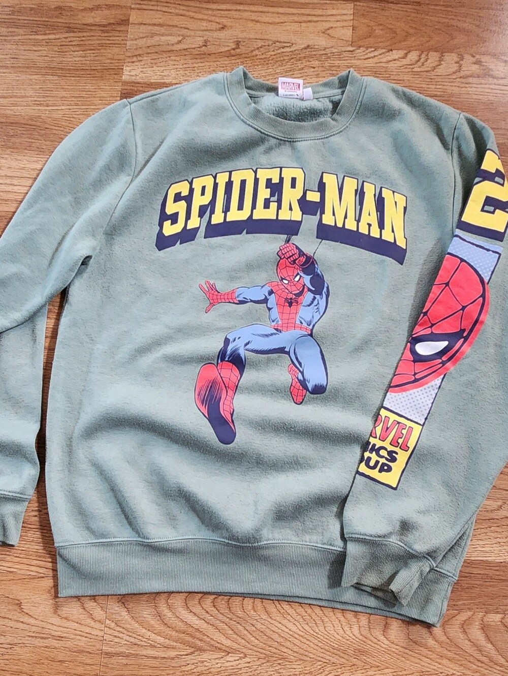 Marvel Spider-Man Olive Green Crewneck Sweatshirt Size M